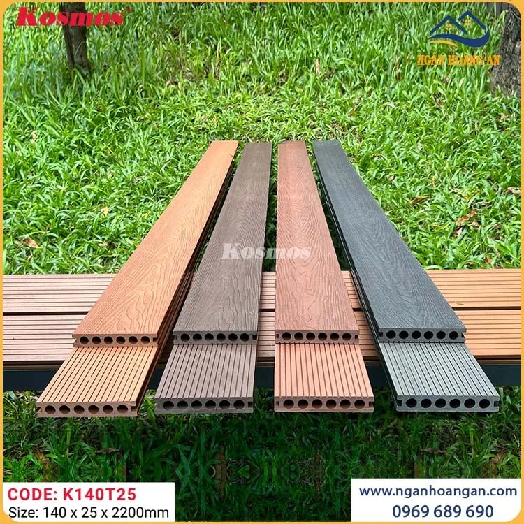 Ốp Sàn Gỗ Ngoài Trời Kosmos Lỗ Tròn K140T25X3M Dark Grey